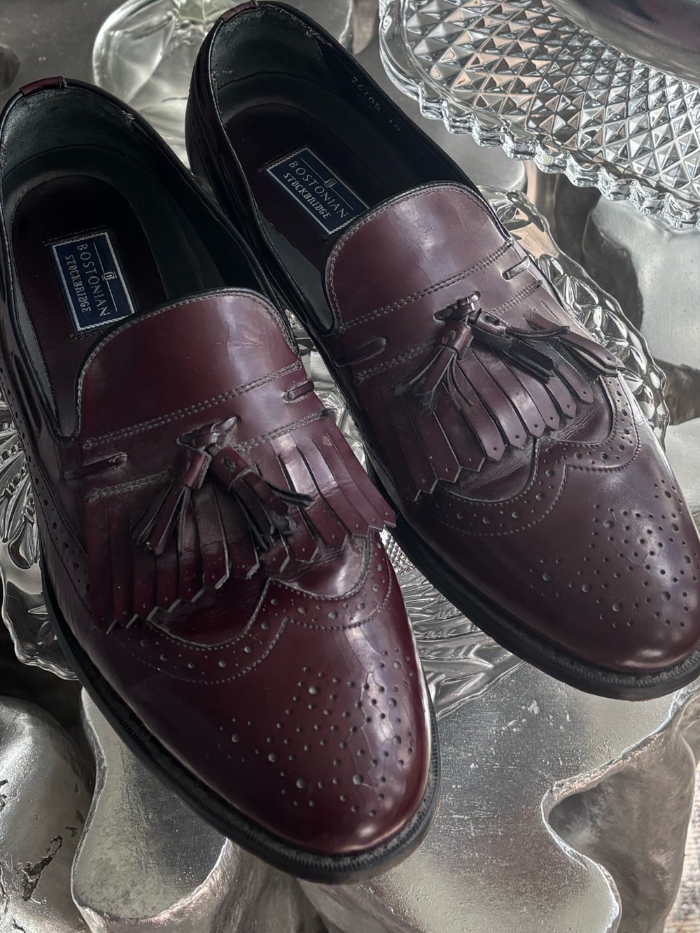 Men's Tassel Kiltie Loafers in Bordeaux Leather BOSTONIAN SIZE 10
